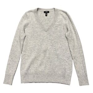 Aqua Cashmere Women's Gray V-Neck Sweater 100% Cashmere Size Large Minimalist